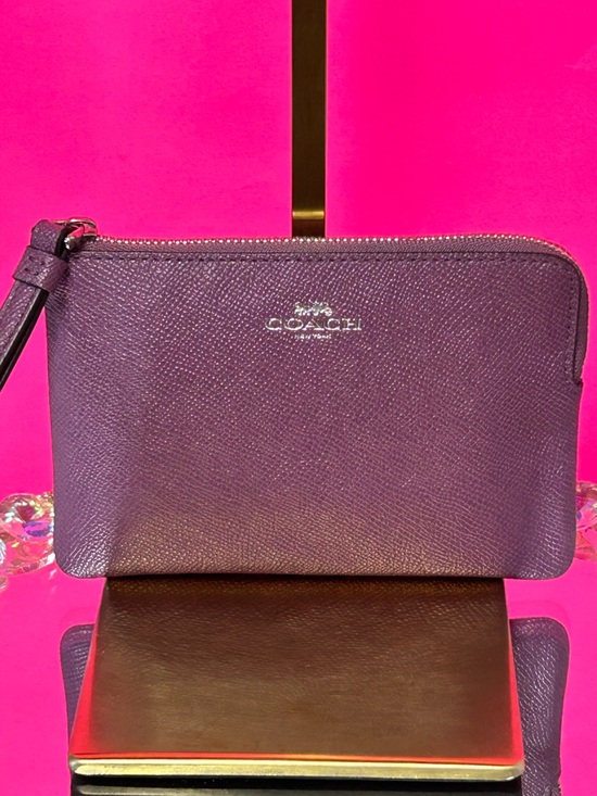 Coach Handbags - Coach Plum Textured Leather Wristlet Approx. 6 x 4